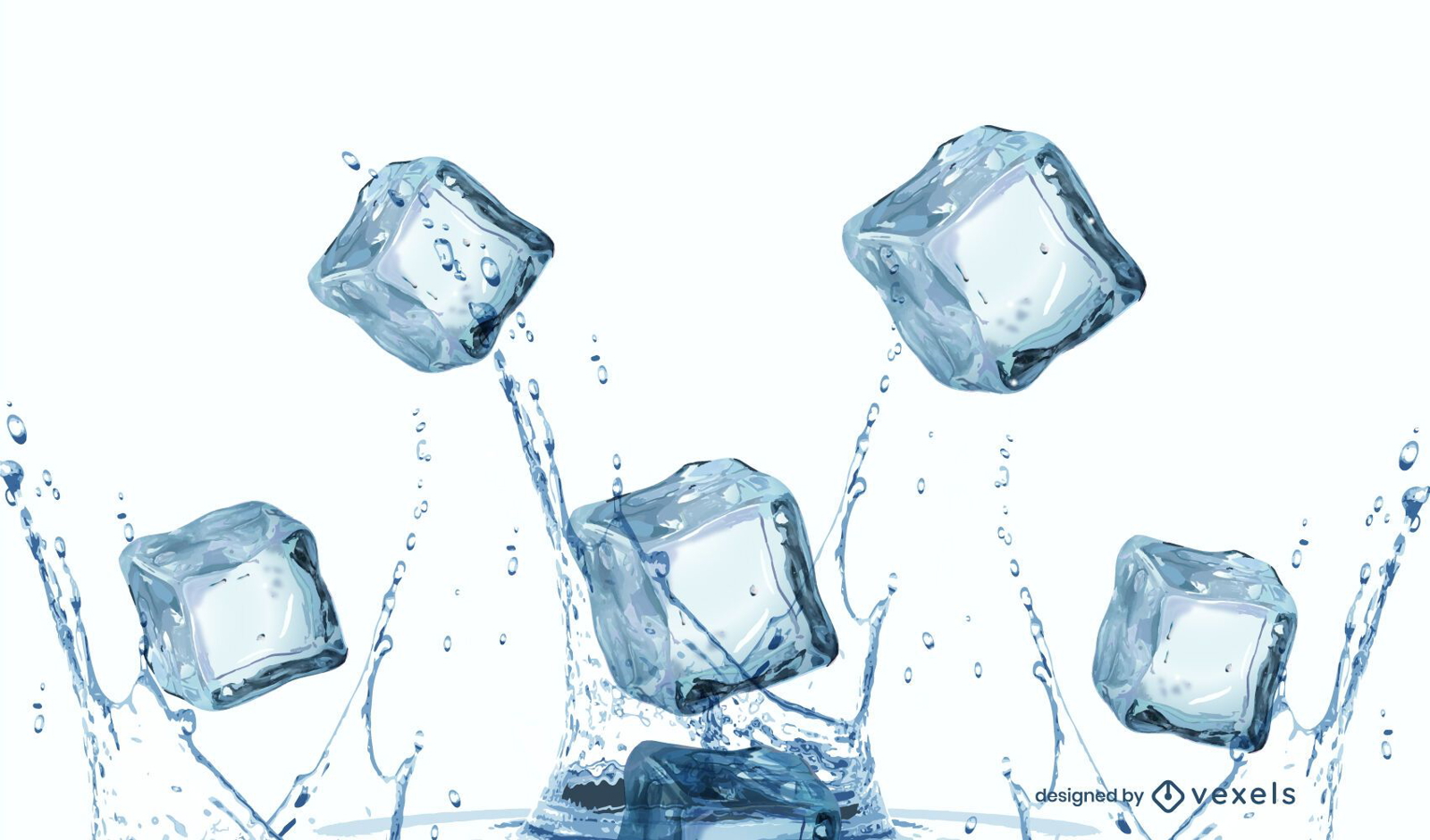 Diseño de salpicaduras de cubo de hielo realista