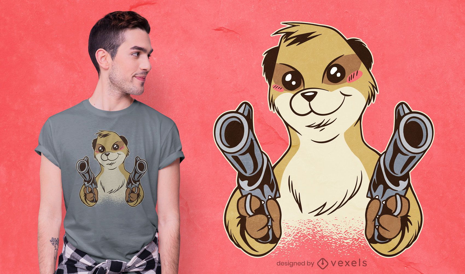 Design de camiseta Meerkat de empunhadura dupla