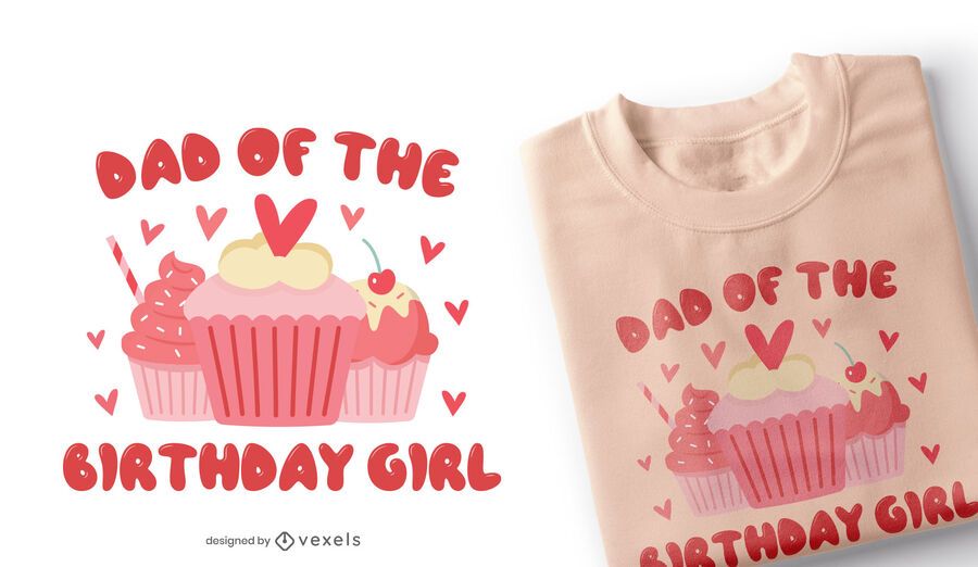 Design de t-shirt do pai de menina aniversário Design de t-shirt do pai de menina aniversário