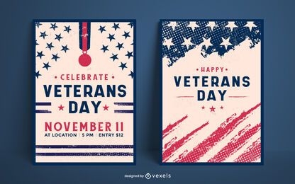 Conjunto de diseño de carteles del día de los veteranos