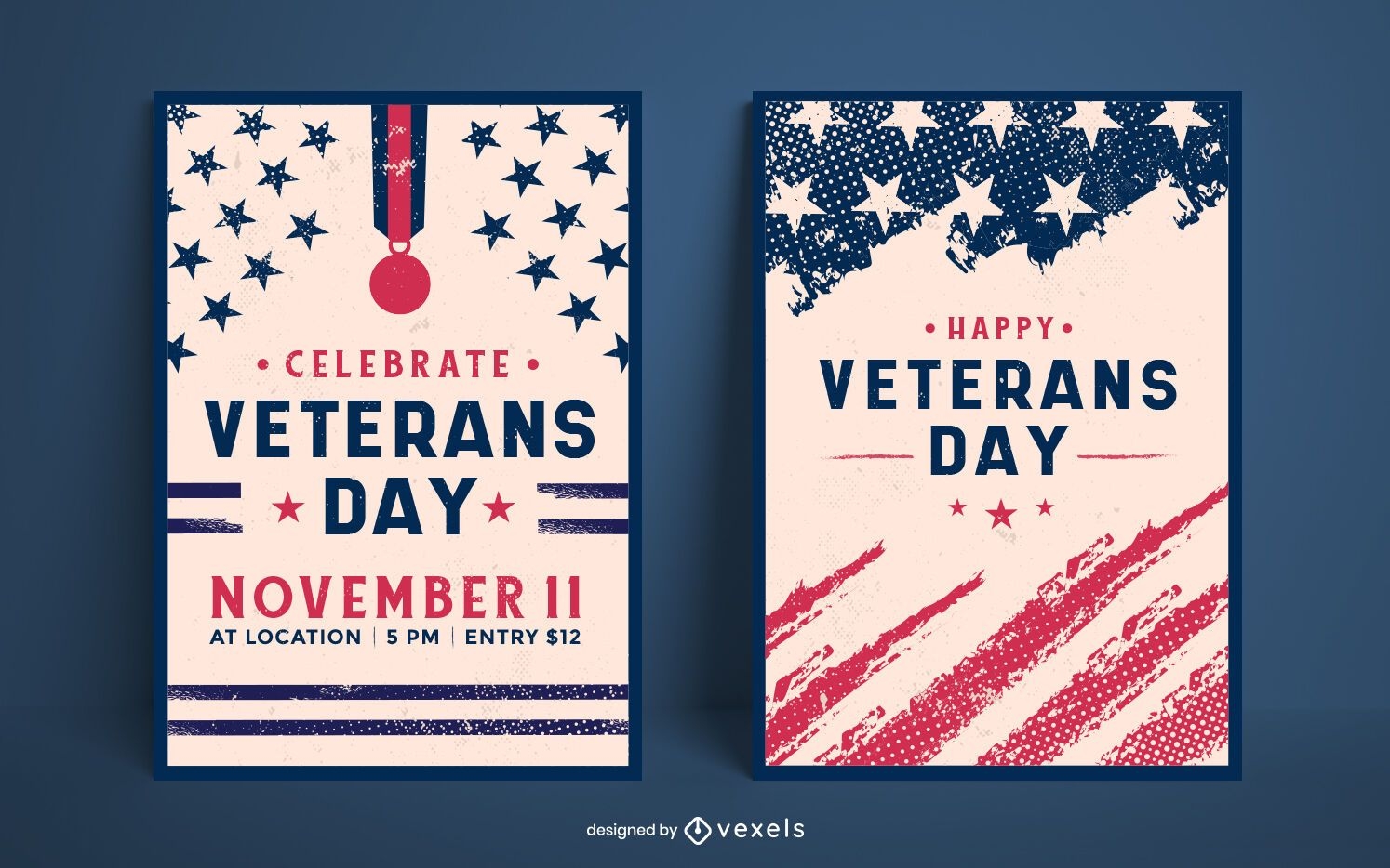 Veterans day poster design set