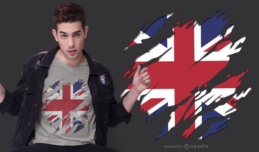 Diseño de camiseta con bandera de Reino Unido Diseño de camiseta con bandera de Reino Unido