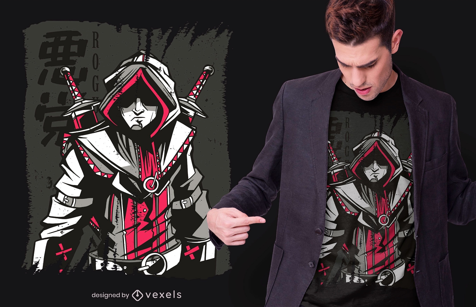Dark Medieval Assassin T-shirt Design