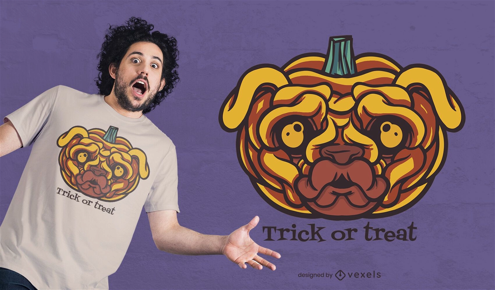 Pug pumpkin t-shirt design
