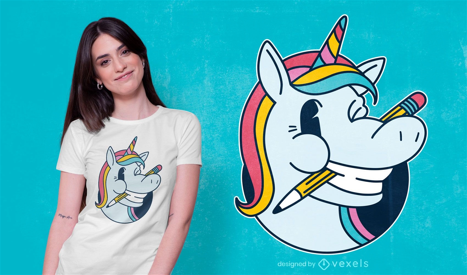 Desenho de t-shirt Unicorn lápis