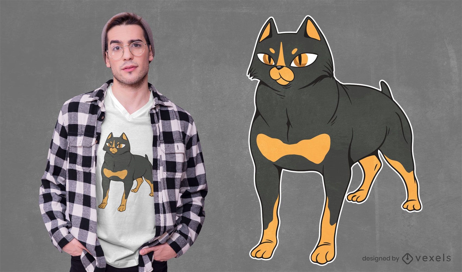 Rottweiler Katze T-Shirt Design