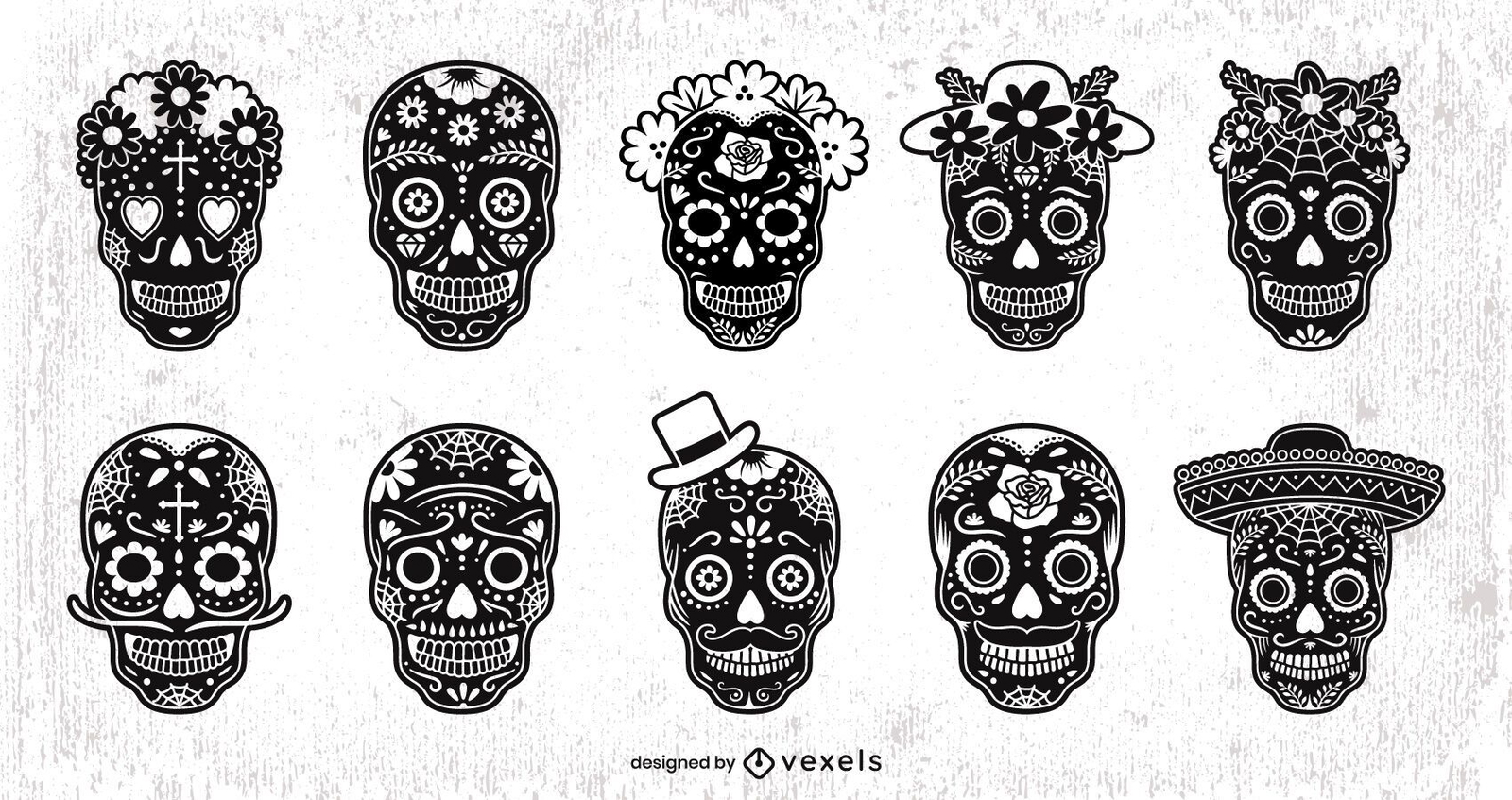 Black Sugar Skull Design Set