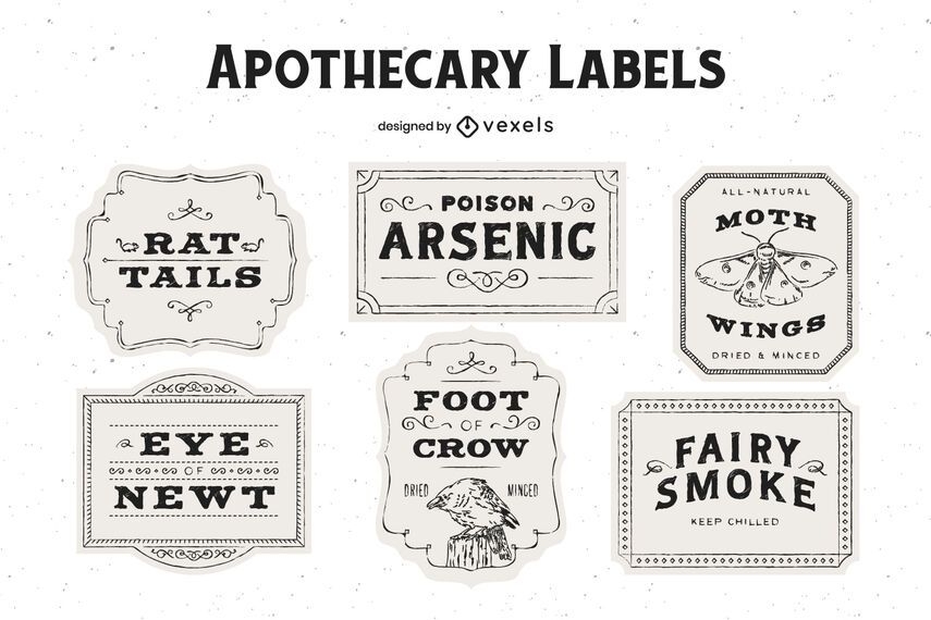 Halloween Apothecary Label Design Pack - Vector Download