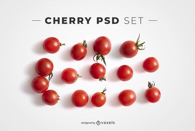 Elementos psd de tomates cherry para maquetas