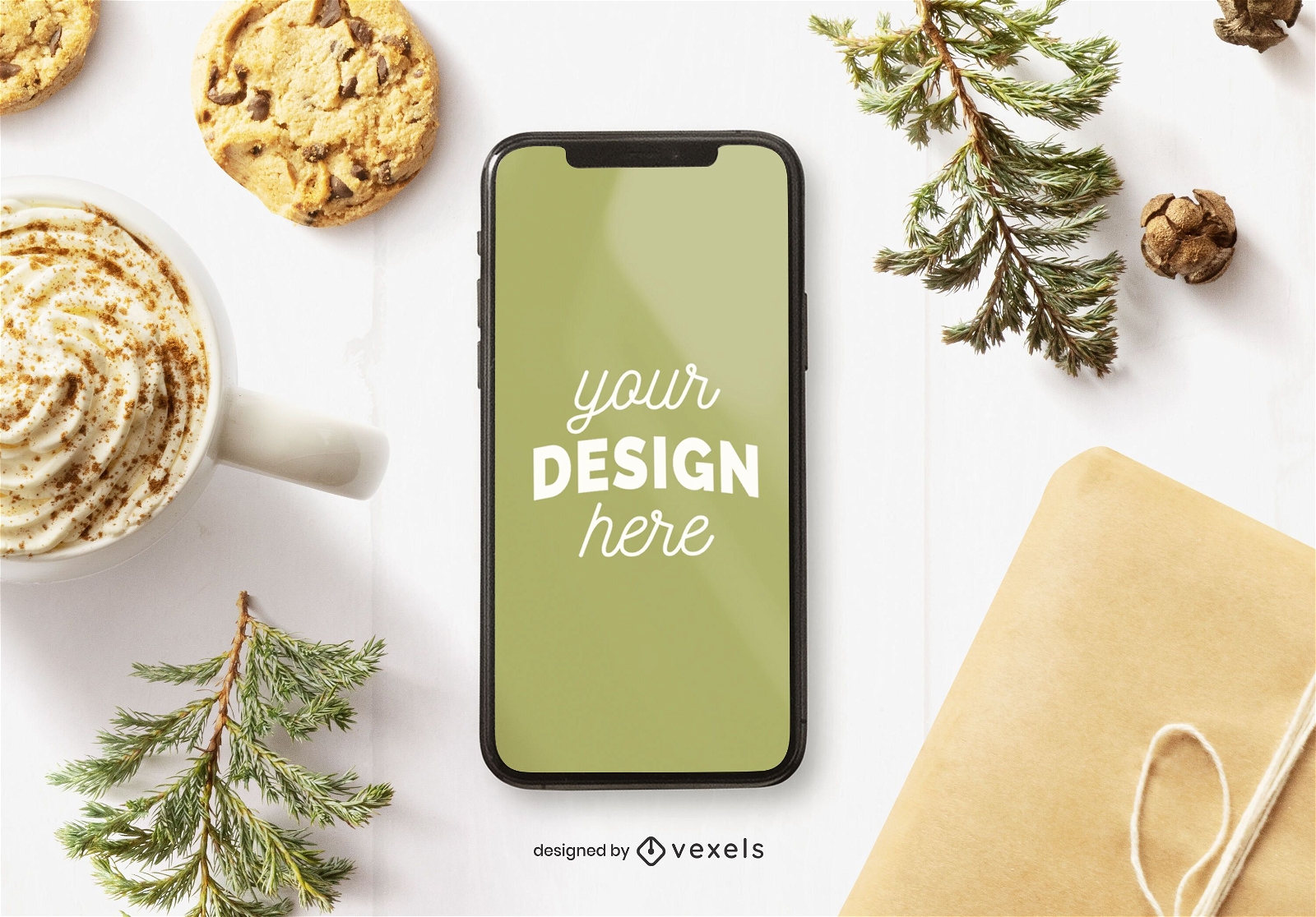 Iphone chistmas mockup composition