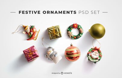 Elementos de psd de ornamentos festivos para maquetes