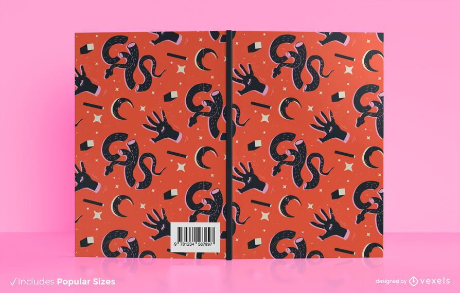 Design de capa de livro com padrão de feitiçaria Design de capa de livro com padrão de feitiçaria