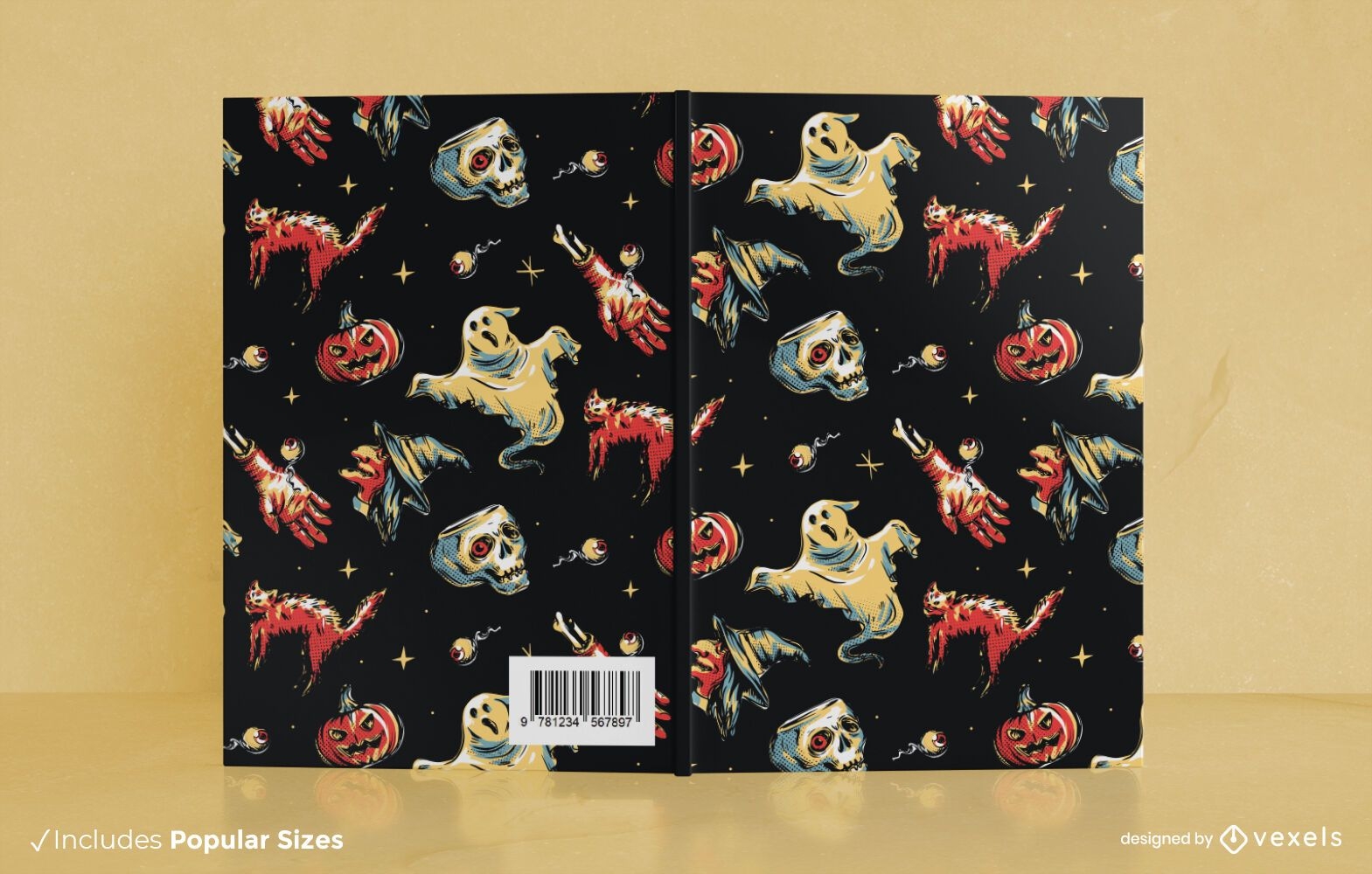 Grungy Halloween Pattern Book Cover Design