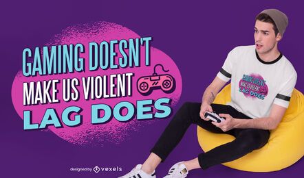 Design de camiseta com citação de violência em jogos Design de camiseta com citação de violência em jogos