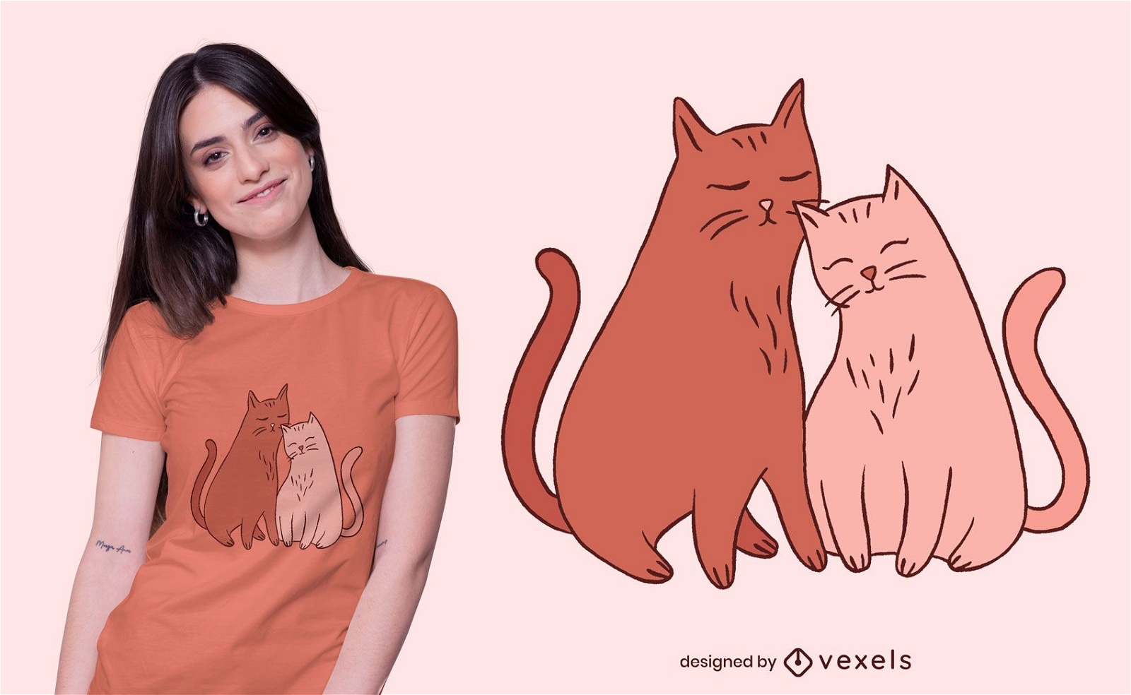 Lindo diseño de camiseta de amantes de los gatos.