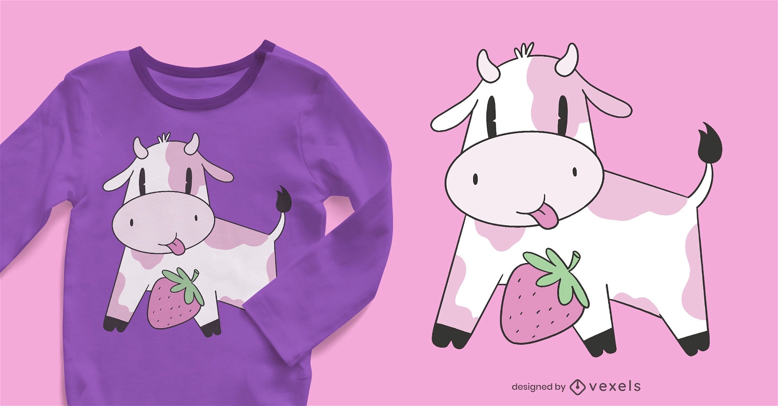 Design de camiseta vaca morango
