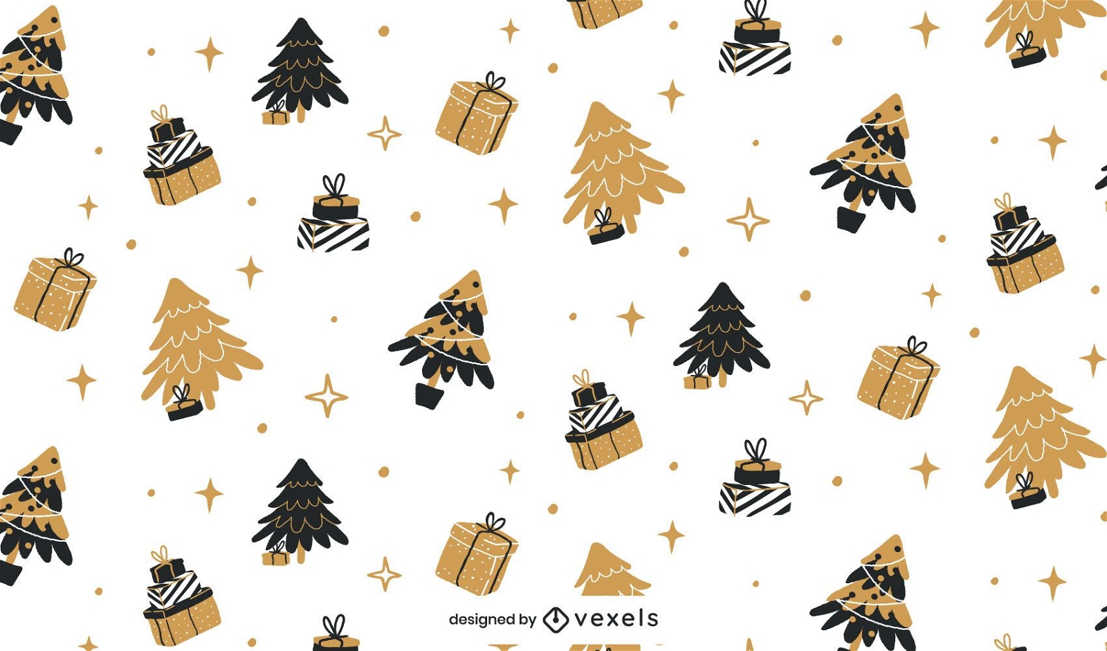 Design de padrão de Natal em preto e dourado