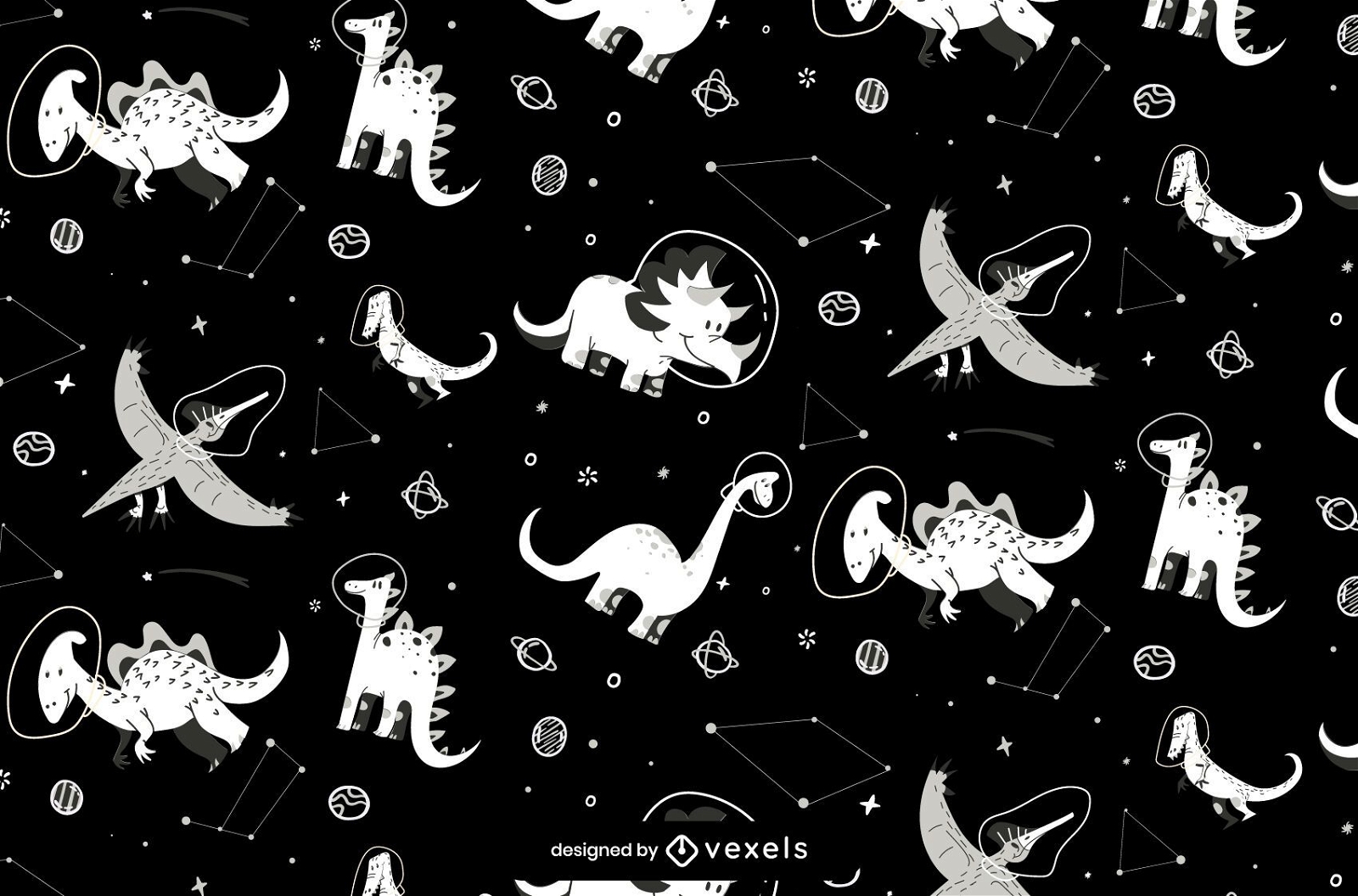 Diseño de patrón de dinosaurios espaciales