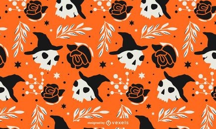 Diseño de patrón de calaveras de Halloween