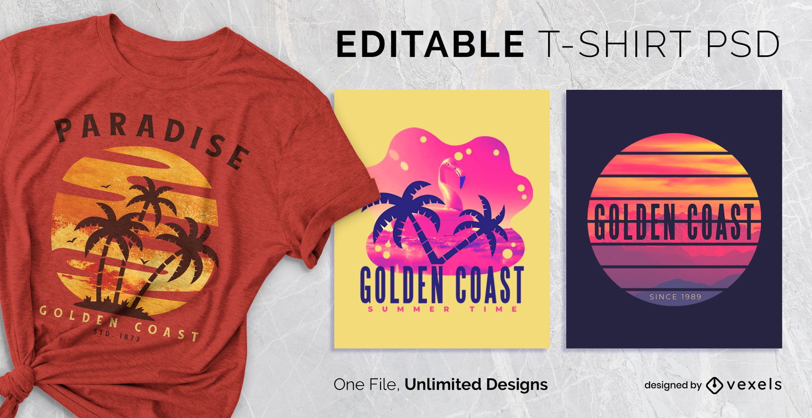 Sunset scalable t-shirt psd