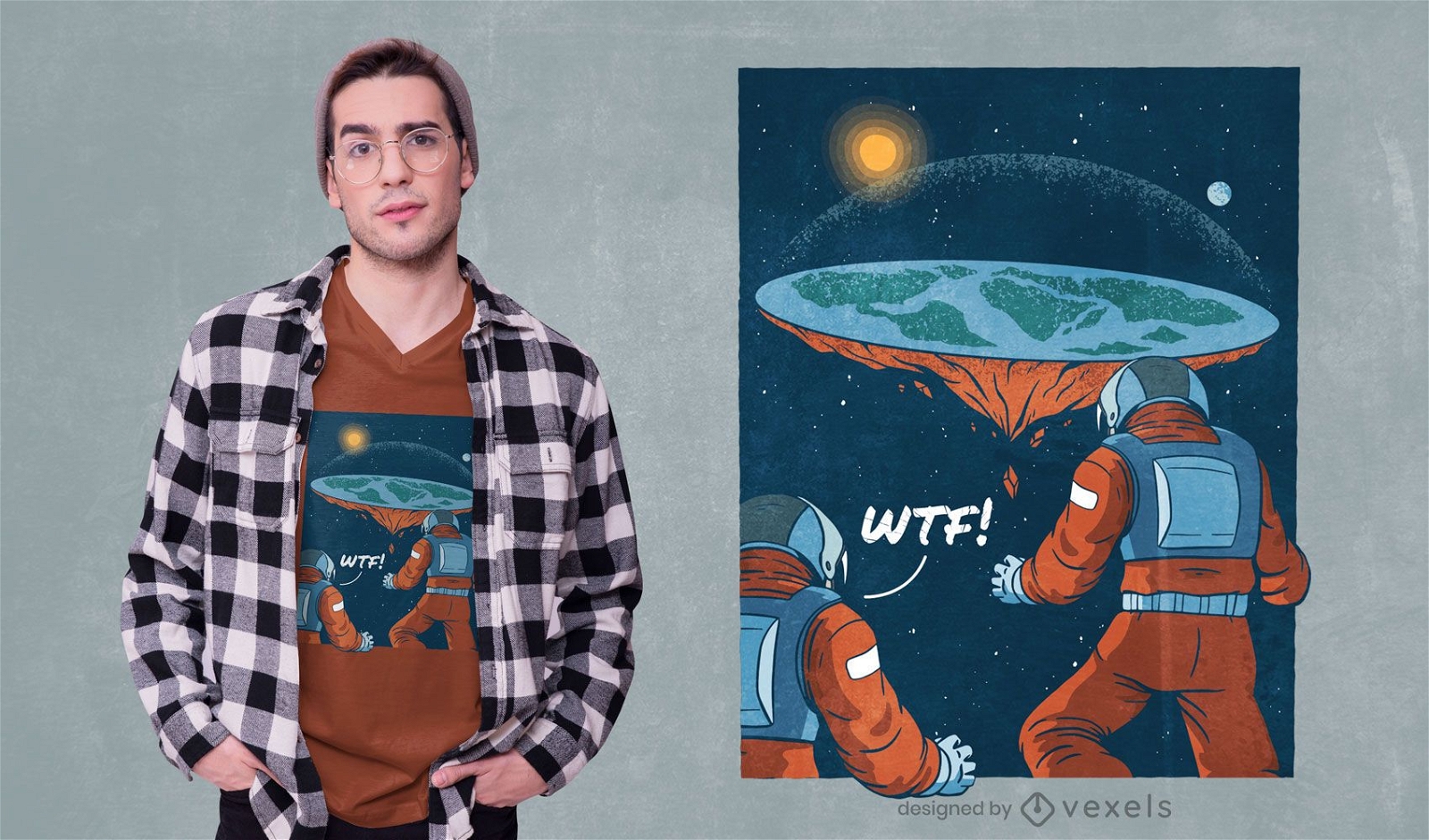 Flache Erde Astronauten T-Shirt Design