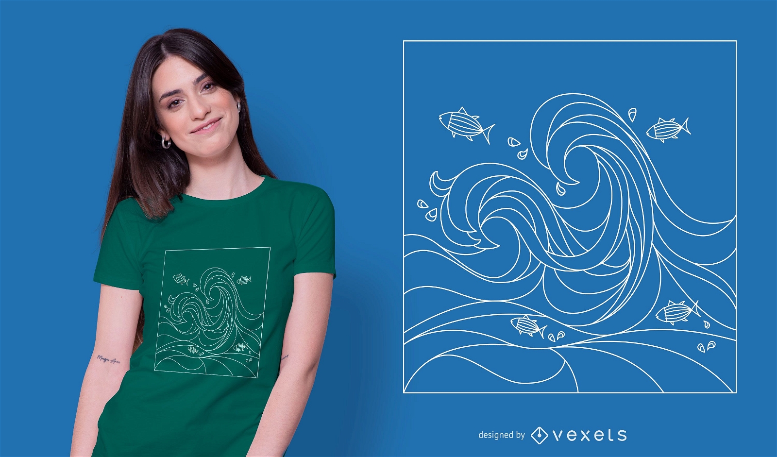 Design de camiseta oceânica retangular geométrica