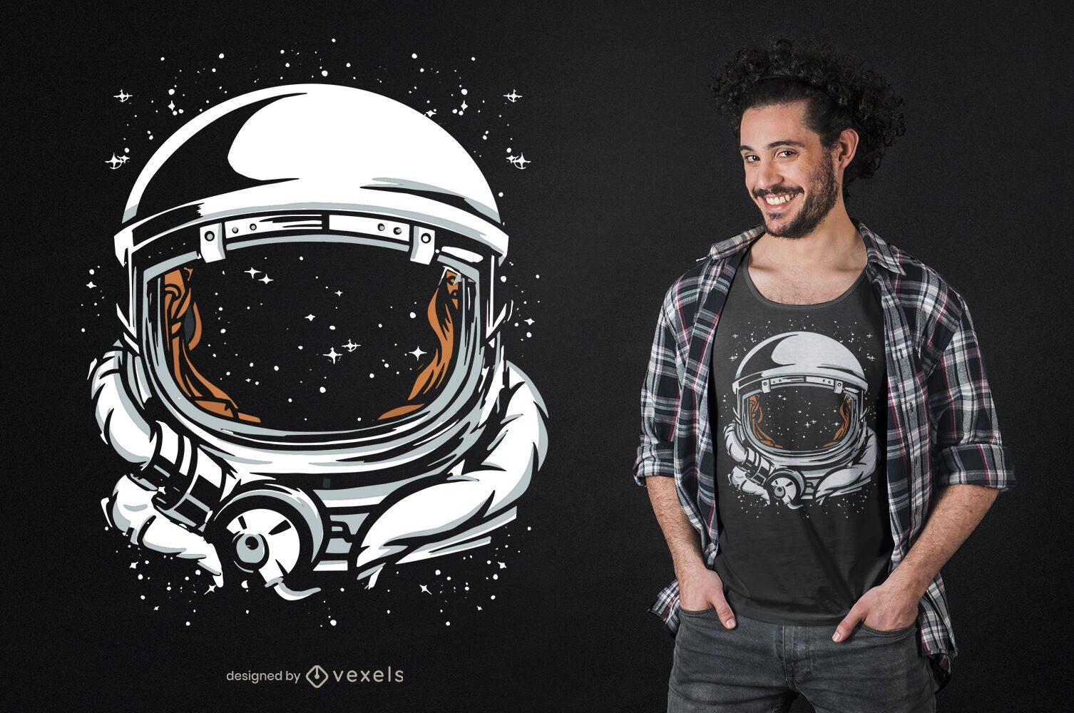 Dise?o de camiseta espacial de casco de astronauta.