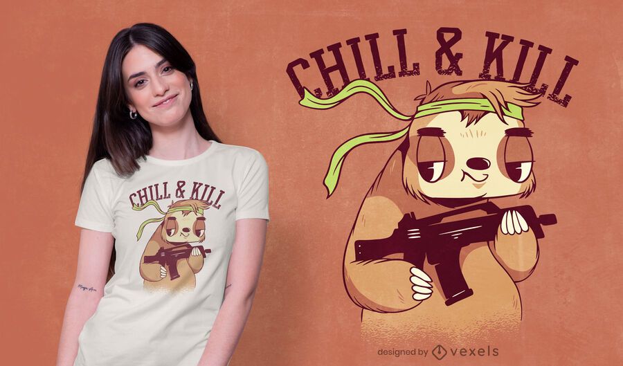 Chill & kill sloth t-shirt design Chill & kill sloth t-shirt design