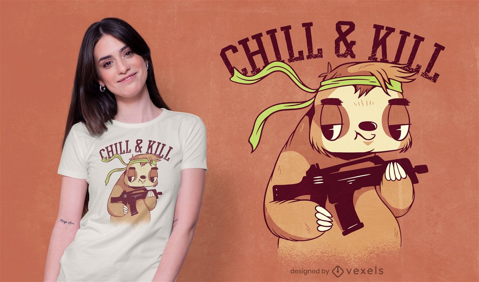 Chill & kill sloth t-shirt design