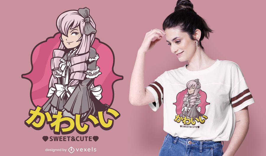 Cute lolita girl t-shirt design Cute lolita girl t-shirt design