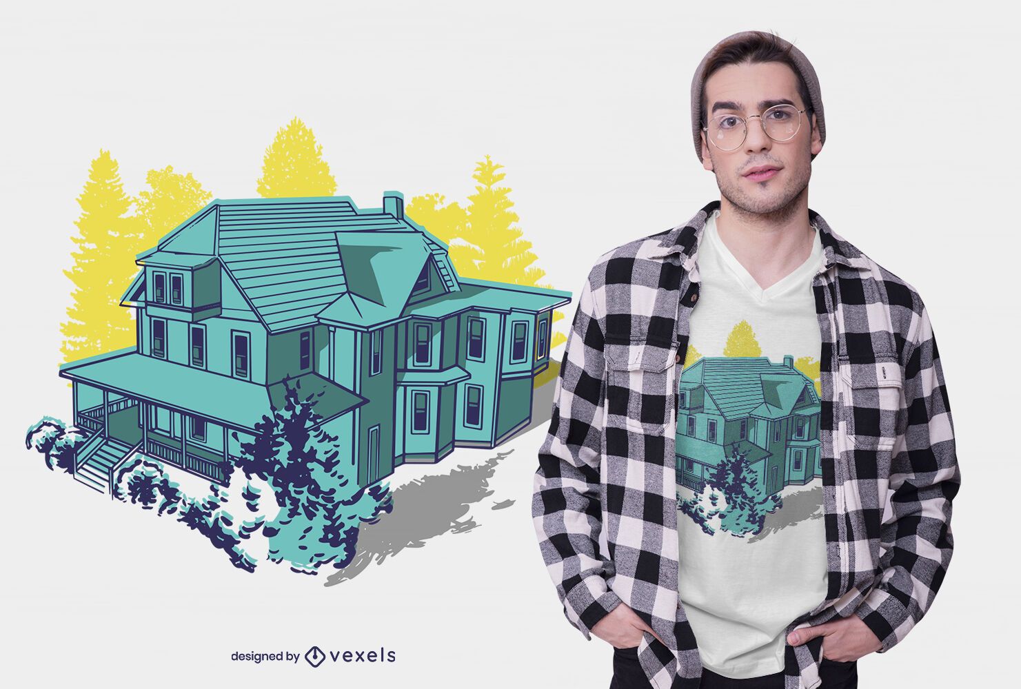 Haus duotone T-Shirt Design