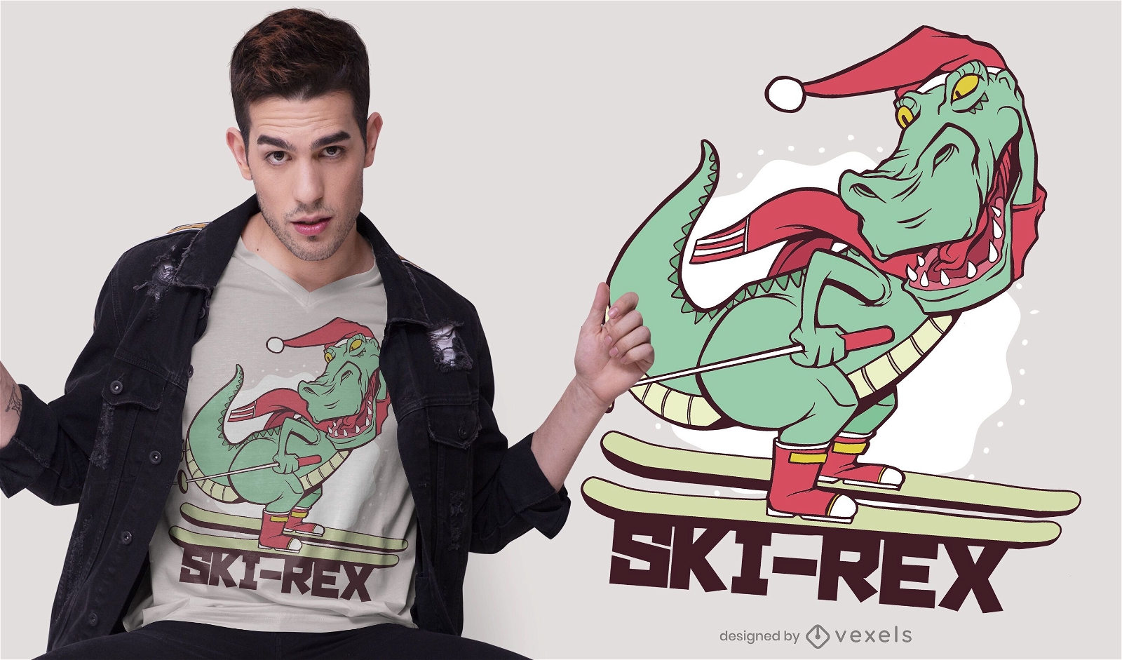 Ski t-rex t-shirt design
