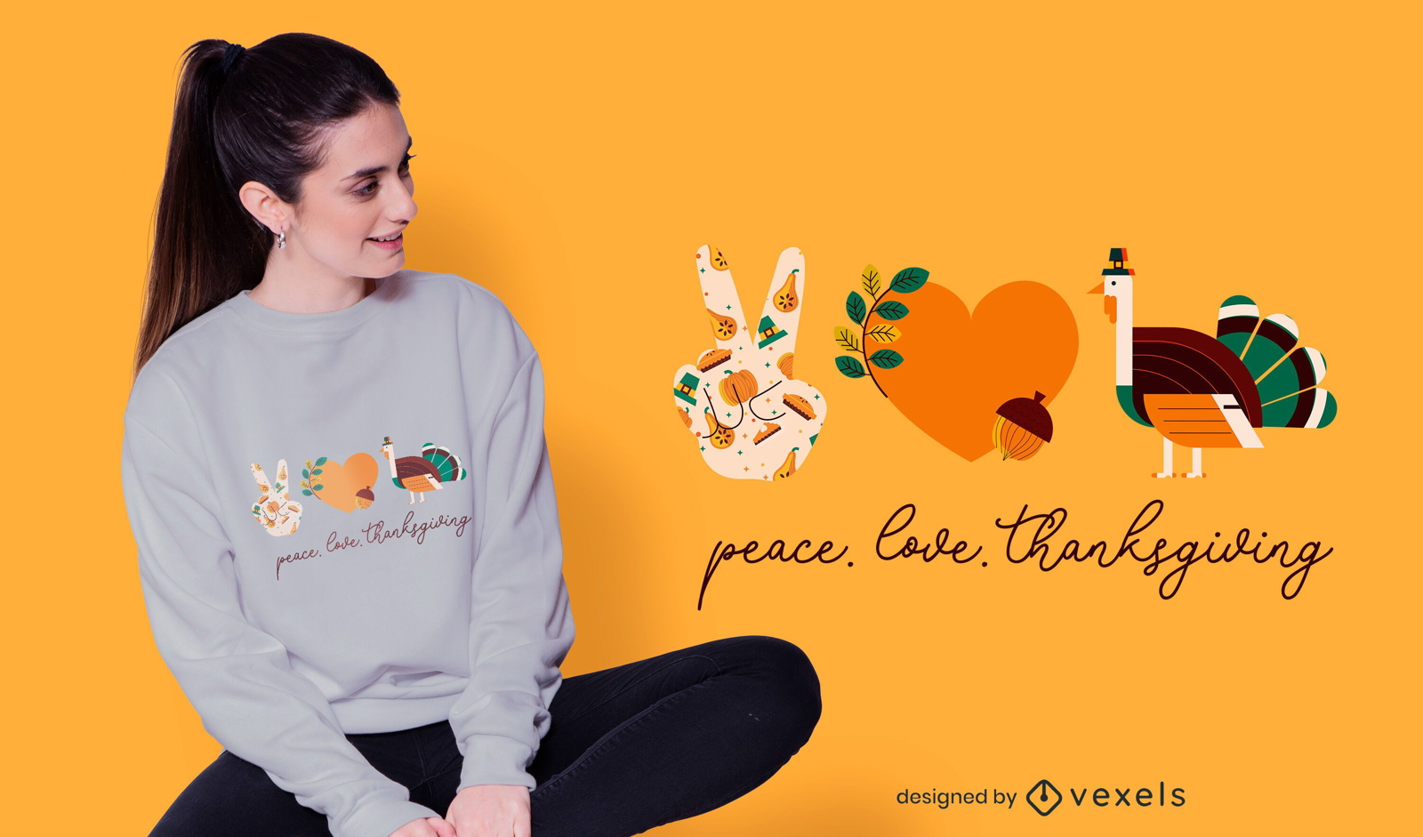 Frieden Liebe Thanksgiving T-Shirt Design