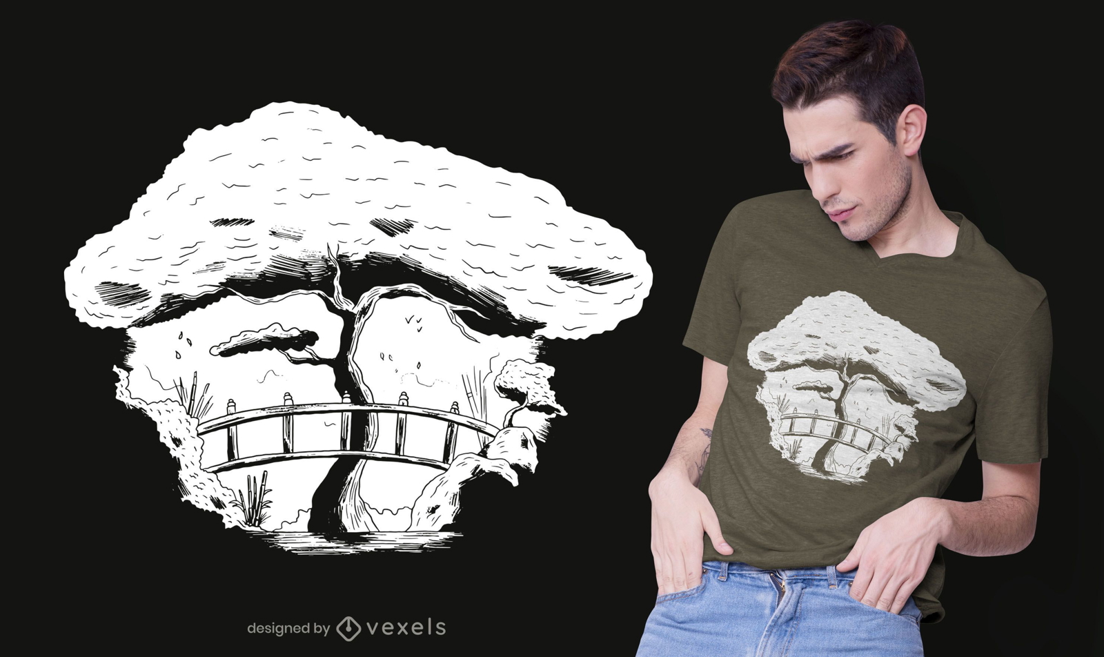 Japanese garden t-shirt design