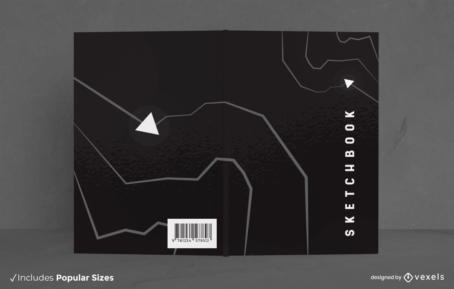 Design de capa de caderno preto minimalista