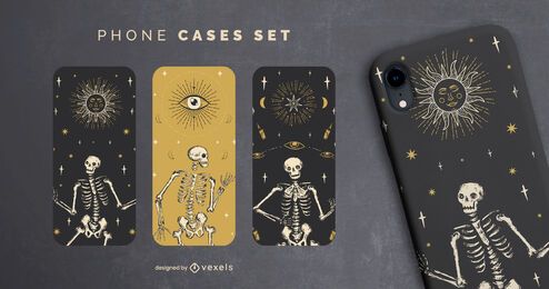 Conjunto de cajas de teléfono esqueleto de Halloween