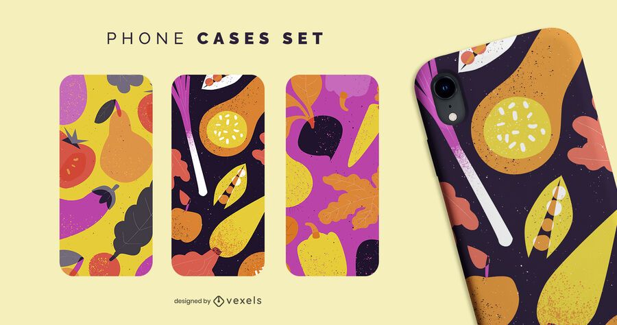 Conjunto de fundas de teléfono de verduras coloridas Conjunto de fundas de teléfono de verduras coloridas