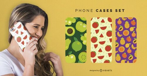 Conjunto de fundas de teléfono con patrones de frutas