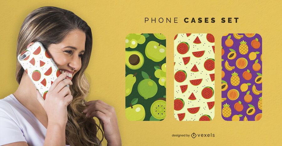 Conjunto de capas de telefone de padrões de frutas Conjunto de capas de telefone de padrões de frutas