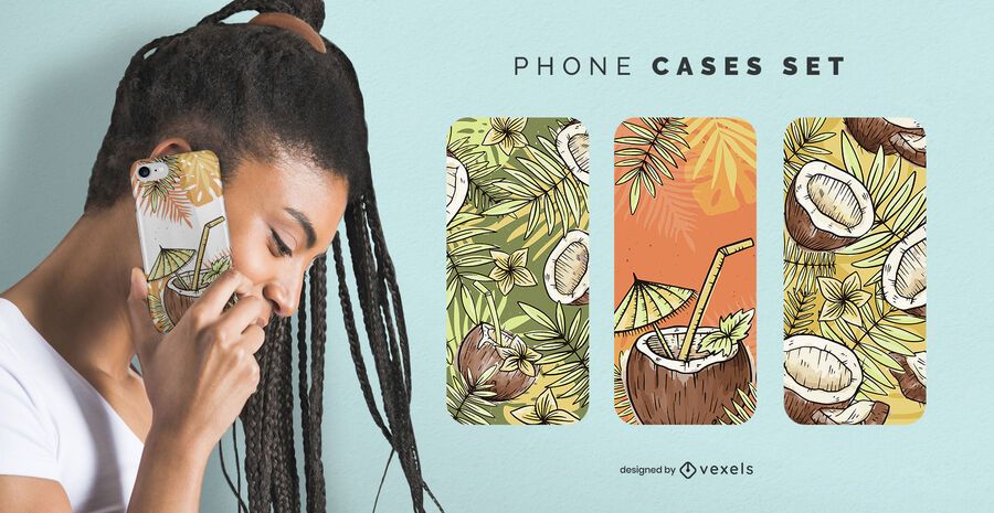 Conjunto de fundas de teléfono de coco Conjunto de fundas de teléfono de coco
