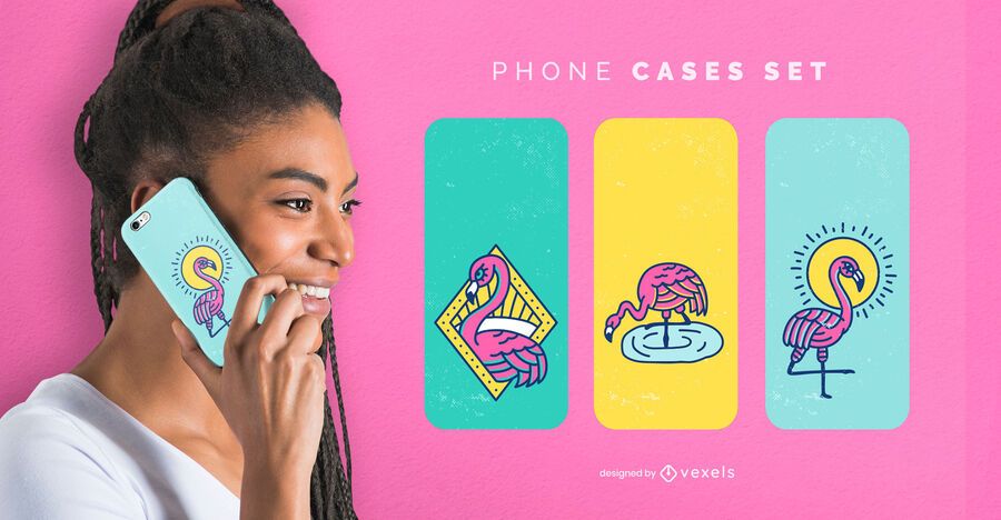 Conjunto de capas de telefone Flamingo Conjunto de capas de telefone Flamingo