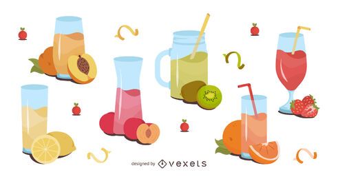 Paquete de diseño de ilustración de jugo de fruta Paquete de diseño de ilustración de jugo de fruta