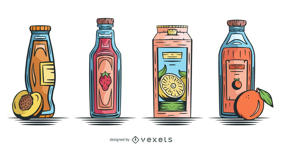 Hand Drawn Fruit Juice Design Pack Hand Drawn Fruit Juice Design Pack