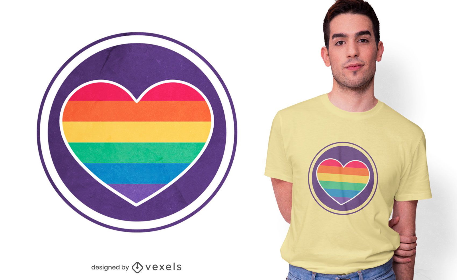 Diseño de camiseta de corazón de arco iris