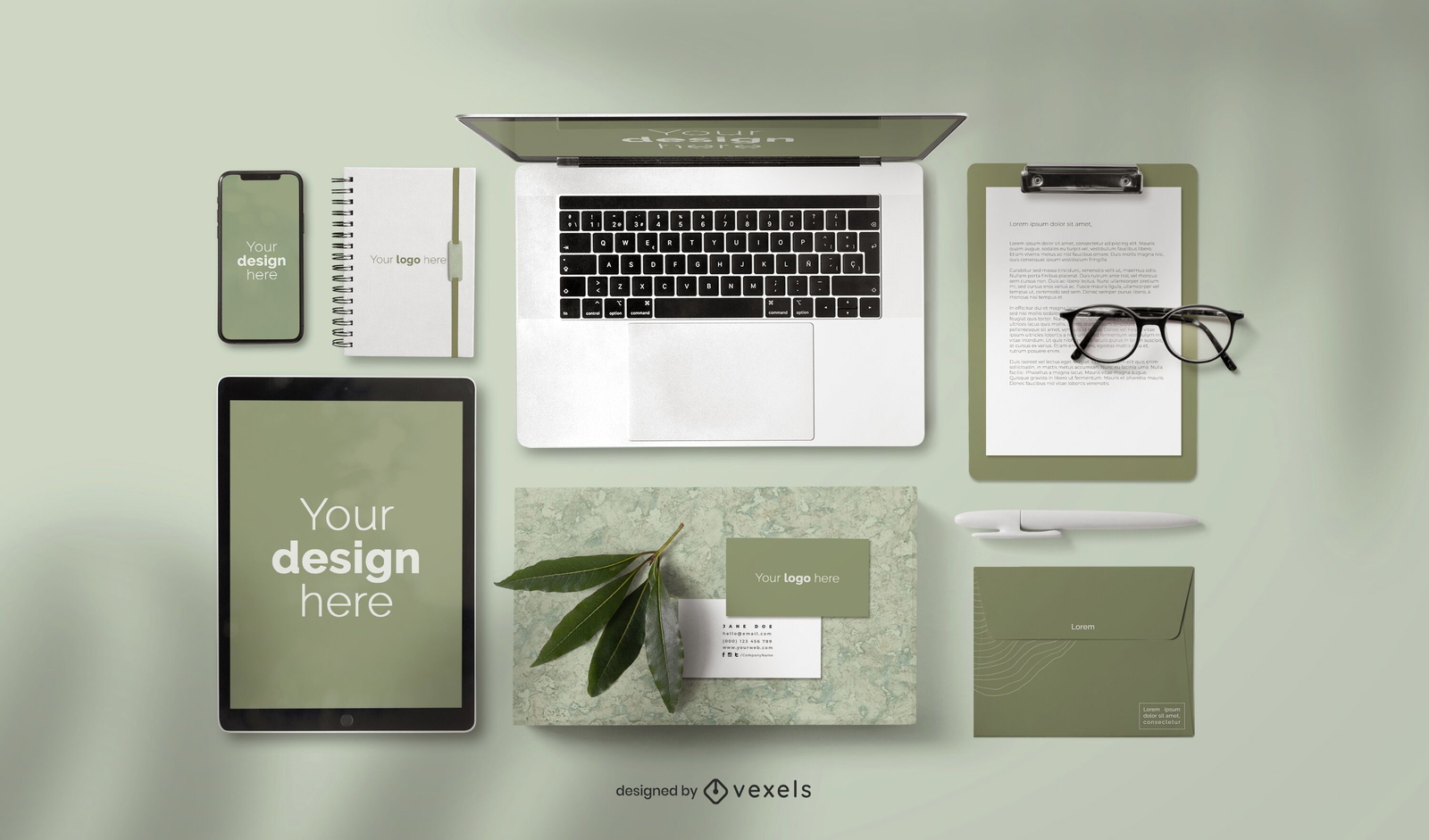 Stationery elements mockup composition