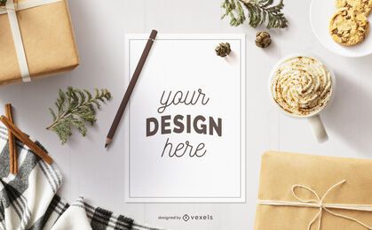 Christmas paper mockup composition