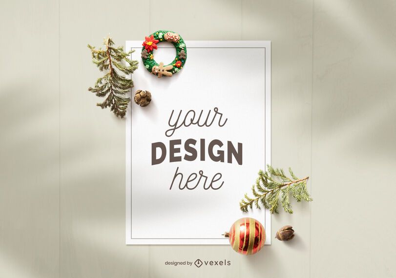 Christmas paper sheet mockup composition Christmas paper sheet mockup composition