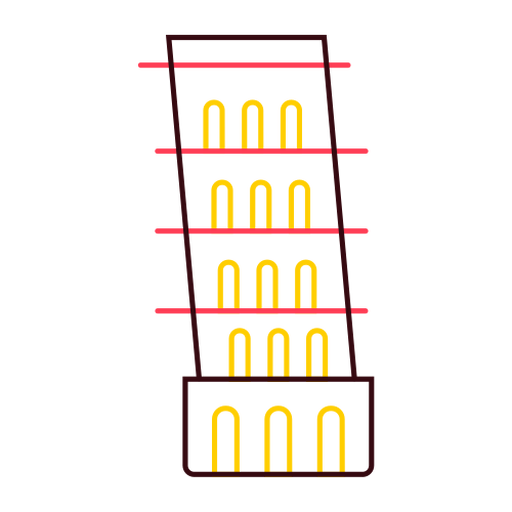 Torre inclinada de trazo de color pisa Diseño PNG