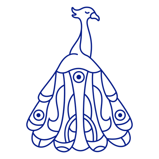 Bird peacock closed feathers stroke PNG Design