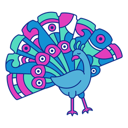 Pájaro pavo real colorido plano Diseño PNG